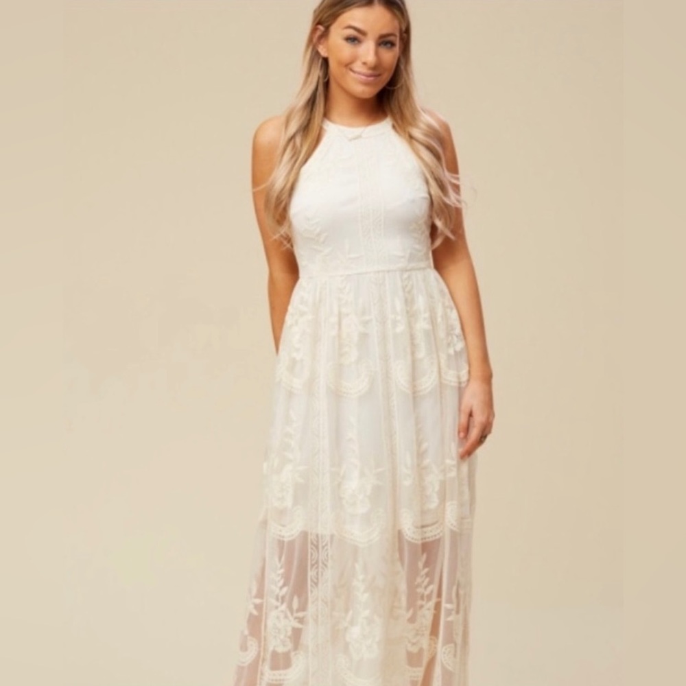 Altar’d State Maxi Dress Cream Bridal Dress